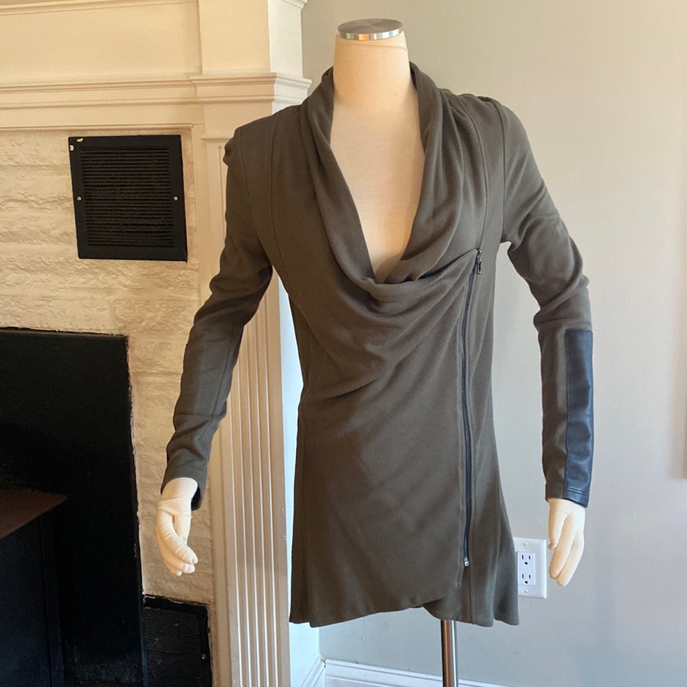 Drape Leather Patch Jacket - image 2